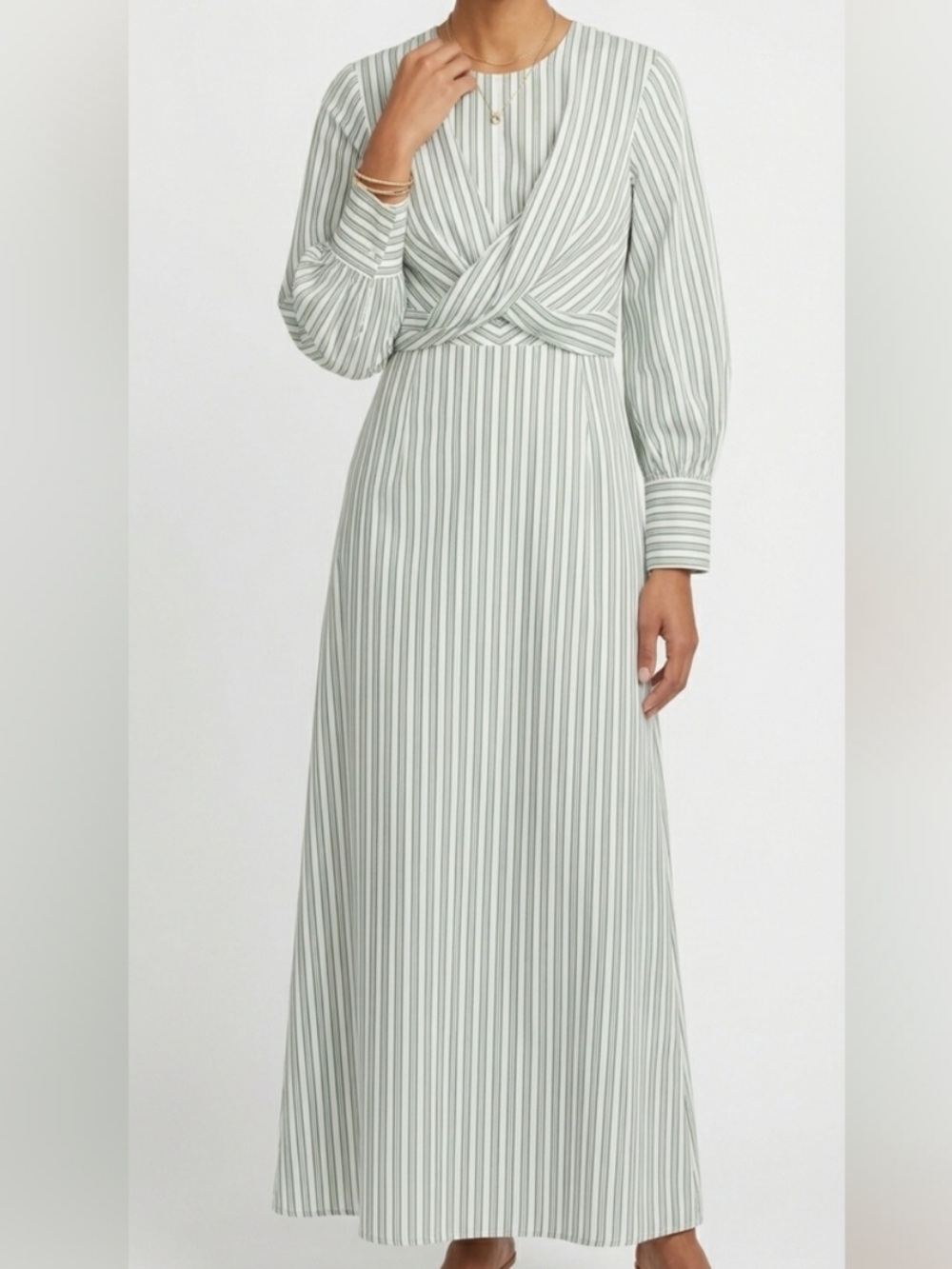 Staud Crosshill Stripe Midi-Dress, Size L